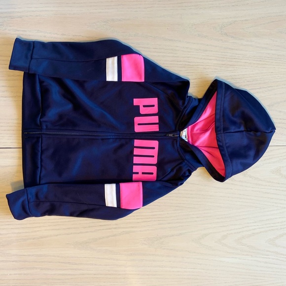Pink and Navy Puma Zip up Hoodie - Picture 1 of 4